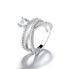 Cluster ringen 14k goud zirkoon diamant anillos dubbele wond verlovings bague bizuteria voor vrouwen sieraden wit topaz 925 met doos