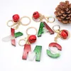 Julseriebrev Keychain Pendant 26 A-Z English Small Present Bell Ornaments Keyring Holder Charm Bag Tillbehör Gåva G1019