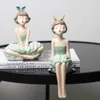 Artlovin Modern Bowknot Girl Figures Nordiska karaktär Figurer Round Ball Storage Box Bubble Gum Girls Sculpture Green Color 21038316251