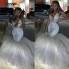 NEW! 2022 Glitter Silver Sexy V-Neck Mermaid Reflective Prom Dresses Spaghetti Straps African Long Formal Evening Gowns Graduation Party Dresses DWJ0208