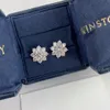 H luksusowe kolczyki stadnina 925 Sterling srebrny kwiat rocznicowy kolczyk diamentowy