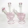 Acqua a forma di cuore 9 pollici di vetro Bong Pink DAB Oil Rig Acqua Tubi Acqua Narghilè con ciotola 14mm Reclaim Catchers