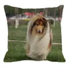 45 cm x 45 m mignon chien de compagnie motif écossais lin décoration taie d'oreiller housse de coussin canapé taille PC005 coussin/oreiller décoratif