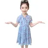 Dress Girl Floral Pattern Girl Party Dress Ruffles Dzieci Dress Beach Summer Childrens Odzież 6 8 10 12 14 q0716