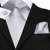 Bow Gine Silver Gery Solut Silk Wedding Tie для мужчин из ручной работы запонки