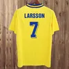 1994 스웨덴 LARSSON Mens 축구 유니폼 국가 대표팀 Retro DAHLIN BROLIN INGESSON 홈 옐로우 어웨이 화이트 성인 축구 셔츠 유니폼