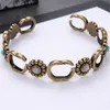 Flower Letter Gem Charm Bracelets With Box Retro Exquisite Trendy Bangle Luxury Gift For Friend Bracelet