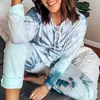 Femme Sweats à capuche Sweat-shirt Tie Dye Lâche Deux pièces Ensemble Pantalon Lounge Wear Femmes Survêtement Bleu Tenues Hiver Chandal Automne Mujer 210709