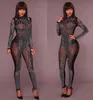 High-End Custom Black White Golden Sequin Jumpsuit Fall Womens Long-Sleeve High Stretch Party Club BodyCon Rompers235x