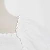 Случайные белые рубашки для женщин квадратный ошейник без рукавов рухнутые тонкие короткие блузки женский корейский летний стиль моды 210524