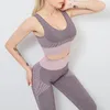Yoga Outfit Fitnessstudio Kleidung 2 Stück Set Frauen Fitness für Nahtlose Leggings Sportanzüge Lauf BH Trainingsanzug