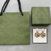 Stijlvolle bloem bedel Oorbellen Kleurrijke Diamond Hanger Studs Dubbele Letter Designer Eardrop met stempels voor vrouwen Partij Datum Gift