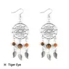 Dangle Lustre Vintage Grand Rond Multicolore Pierre Naturelle Perlé Boucles D'oreilles Pour Femme Ethnique Boho Gland Plume Long Dreamcatcher Drop