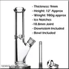 Heavy 9mm Glass Bong Hookahs Straight notches elephant Joint waterpipe with 12/14/18 14mm cone