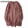 Gonthwid Ripped förstörda hål Distressed Tröjor Mens Stickad Pullover Tröja Man Hip Hop Fashion Loose Sweater Streetwear 210929