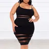 Casual Dresses XL-5XL Plus Size Women Summer Clothing Sexig klänning Fashion Black Short Sleeve Halter Club Hela Drop271A