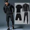 Gym odzież 4 -częściowa męska odzież sportowa Szybka sucha kompresja garnitur Sport Elastic Tracksuit Trening Ubrania jogging fitness Zestaw biegania