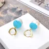 JK 2 '' White Keshi Pearl Blue Stone Druzy Hamsa Hook CZ Earrings