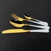 24pcs Black Mirror Dinnerware Set Stainless Steel Cutlery Fork Knife Spoon Tableware Flatware Silverware Gift Box 211112