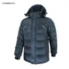 Corbona Mäns Jacka Vinterförtjockning Business Casual Fashion Högkvalitativ Parka Cotton Coat Zipper Hooded Man 211204
