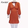 Vintage Halbarm Kleid für Frauen Frühling Sommer Elegante Rüschen Bodycon Vestidos Koreanische 210427