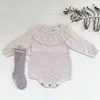 Baby meisjes romper herfst gebreide gebreide ruche lange mouw geboren kleding baby jumpsuits meisje algemene 211101