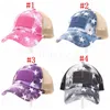 4 Styles Ponytai Pentastar Hats USA Flag Mesh Hollow Bun Baseball Cap Trucker Hat Summer Sun Caps DD099