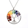 Hanger Kettingen Genezing 7 Chakra Tree of Life Wire Wrapped Natural Stone Crystal Bead Ketting voor Dames Mannen Meisje Jongen Sieraden