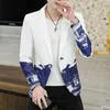 Koreanska stil män blazers gradient blomma kappa bröllop affärer casual kostymjacka frisör gata bär social veste homme 210527