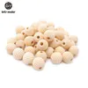 Vamos fazer madeira Teether Beads 200 pcs 18mm inacabado não-tóxico natural de madeira parafuso de madeira rosada esculpida Bead Baby 211106