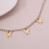 Anklets Charm Gold Color Butterfly Full Crystal Rhinestone Chain Bracelet Summer Summer 3 Foot Calkle for Women Girls Marc22
