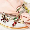 Napkin Rings 6Pcs Christmas Xmas Holder Wreath For Holiday Party Dinner Table Decoration-ABUX