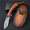 A07 Rosewood handle VG10 Damascus dog leg blade folding knives tactical self defense edc camping hunting xmas gift