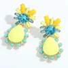 Couleur jaune strass goutte boucle d'oreille d'eau pour femmes Mode Colorful Crystal Dangle Boucles d'oreilles Bijoux Accessoires