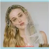 مجوهرات الشعر مجوهرات مقاطع barrettes أنيقة لؤلؤة بيضاء الحجاب الحجاب الوجه عصابة Aitorie للنساء الزفاف الكريستال Net Mask القفص العصبي Vei