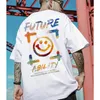 Męska koszulka letnia z wzorem uśmiechu chłopcy Hiphop Streetwear ovesize w koszykówce na cały 270 m