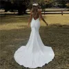 Simple Beach Wedding Dress for Women Mermaid 2021 Spaghetti Straps Backless Boho Bridal Gowns Bride Dresses Vestido De Noiva