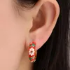 Hoop & Huggie Unique Circle Earring Floral Print All Match Stud Chic Piercing Ear 1 Pair