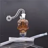 Mini Skull Glass Bong Oil Burner Pipes Shisha Hookah Dab Rig Rökning Vatten Pipe Filter Bägare Bubbler med 10 mm manlig glasoljebrännare rör och slang