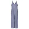 Women's Jumpsuits & Rompers KALENMOS Plus Size Striped Baggy Strappy Jumpsuit Women Summer Overalls Loose Bodysuit Linen Long Playsuit Stree