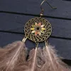Fashion Personality Hollow Sun Flower Long Feather Earrings Temperament Wild Dangle & Chandelier