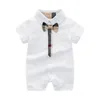 Fashion all-match baby romper pure cotton baby clothes knitted short-sleeved gentleman newborn baby clothes summer closed file full moon