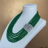 Noué à la main 5 brins 8mm collier de jade vert micro incrustation zircon accessoire 45-55cm bijoux de mode