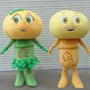 Performance Green Orange Pumpkin Mascot Costume Halloween Fancy Party Dress Vegetable Cartoon Character Suit Carnival Unisex Adults Outfit