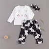 0-18M Autunno Infantile Bambino nato Baby Girl Abbigliamento Set Cute Bunny Tops Pantaloni Fascia Abiti Vestiti di Pasqua 210515