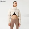 Klaien moda casual otoño invierno sólido delgado corto algodón acolchado chaqueta para mujeres simple calle ropa exterior espesar 211216