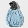 Hiver Colorblock Patchwork Fausse Fourrure Fluffy Hoodies 2022 Hommes Mode À Manches Longues Sweat Mâle Casual Cordon Pull Tops Hommes Swe
