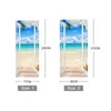 PVC Selbstklebende Tür Aufkleber Fenster Sandy Beach Seascape 3D Foto Tapete Wandbild Wohnzimmer Schlafzimmer Tür Dekoration Aufkleber 210317