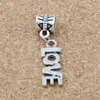 100Pcs Antique Silver Single Side LOVE Alloy Dangle Charms Beads For Jewelry Making Bracelet Necklace Findings 8x33mm