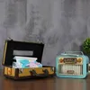 Nostalgic Retro Metal Car Redio Tissue Box Model Multifunction Decoration Ornament Room Display Tissue Pumping Storage Box Gifts 210326